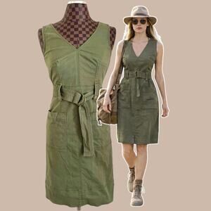 Maeve Oona Utility Dress Sz 2 Army Green Sleeveless Cargo Anthropologie Preppy